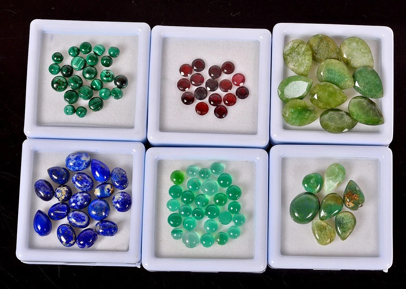 6 Lot Estate Genuine Multi Gems Loose Multi Color Gemstones Collection w/ Boxes