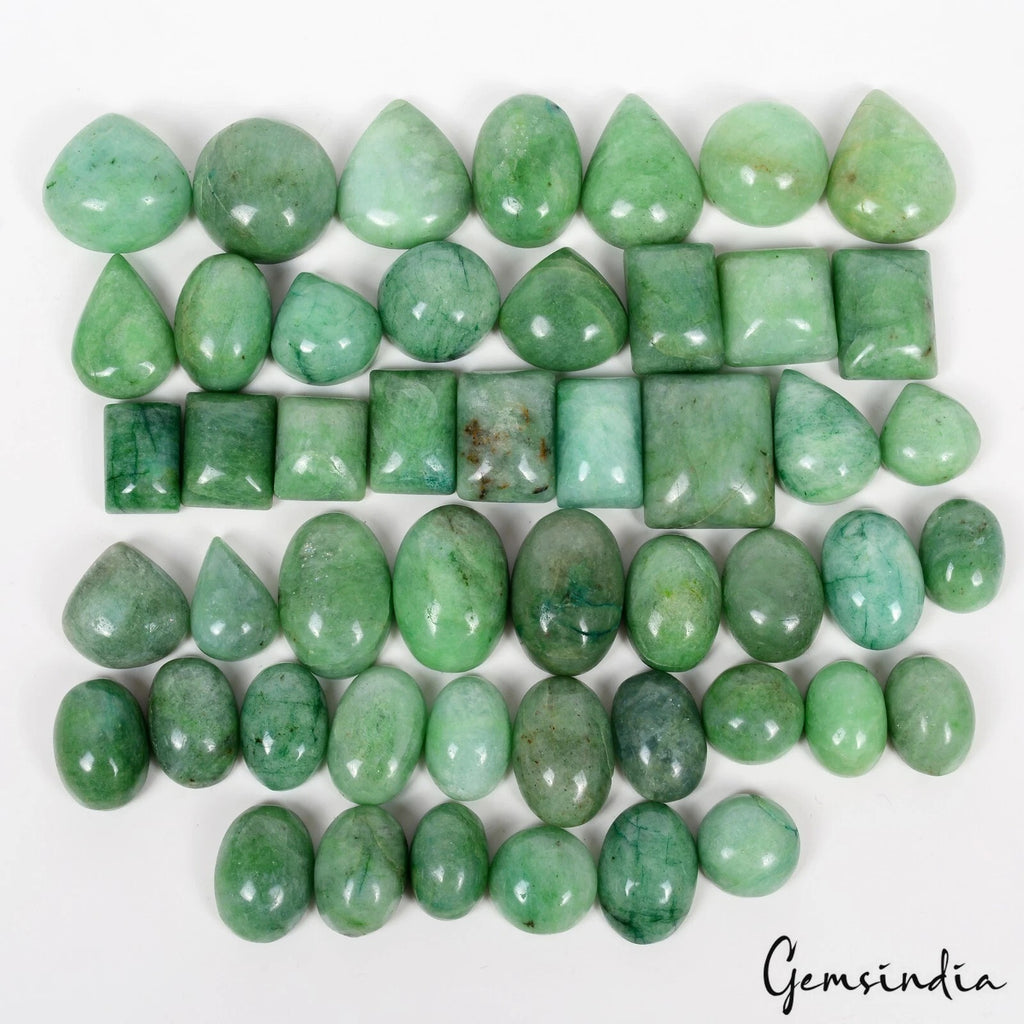 Emerald Lot, Cabochon, Color Enhanced, Green — 49 Pieces, 18mm to 30mm, 1880 Ct, Brazil