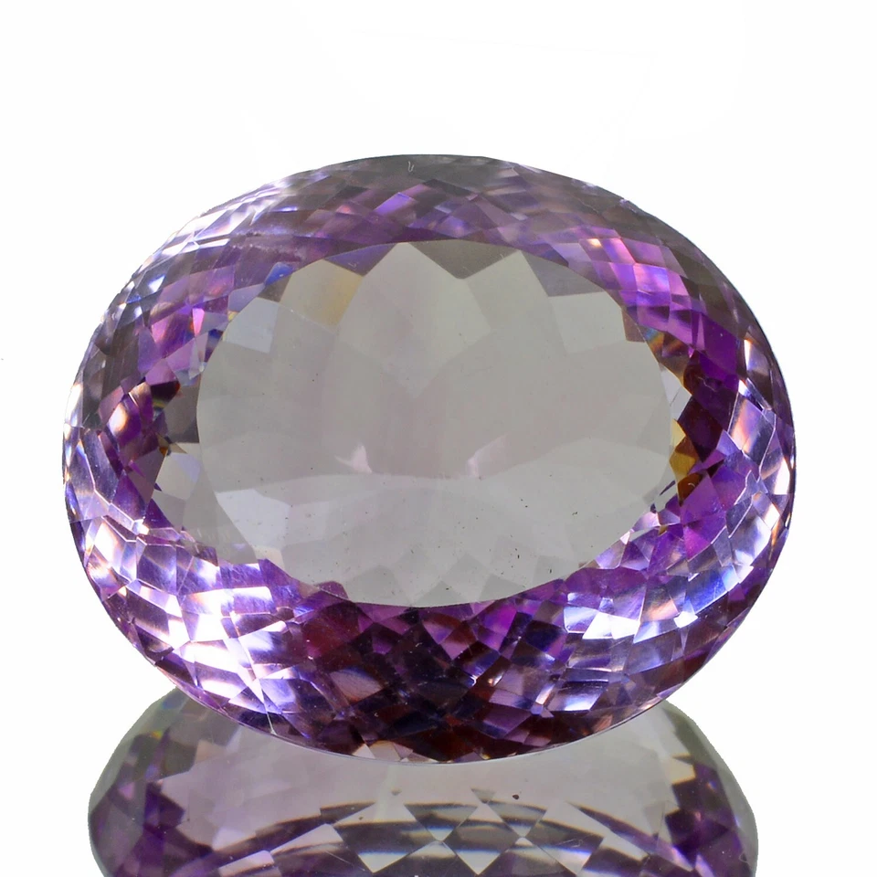 Amethyst Loose Gemstone, Oval Faceted Cut, Untreated — 24x20x14mm, 40.35 Ct, Brazil