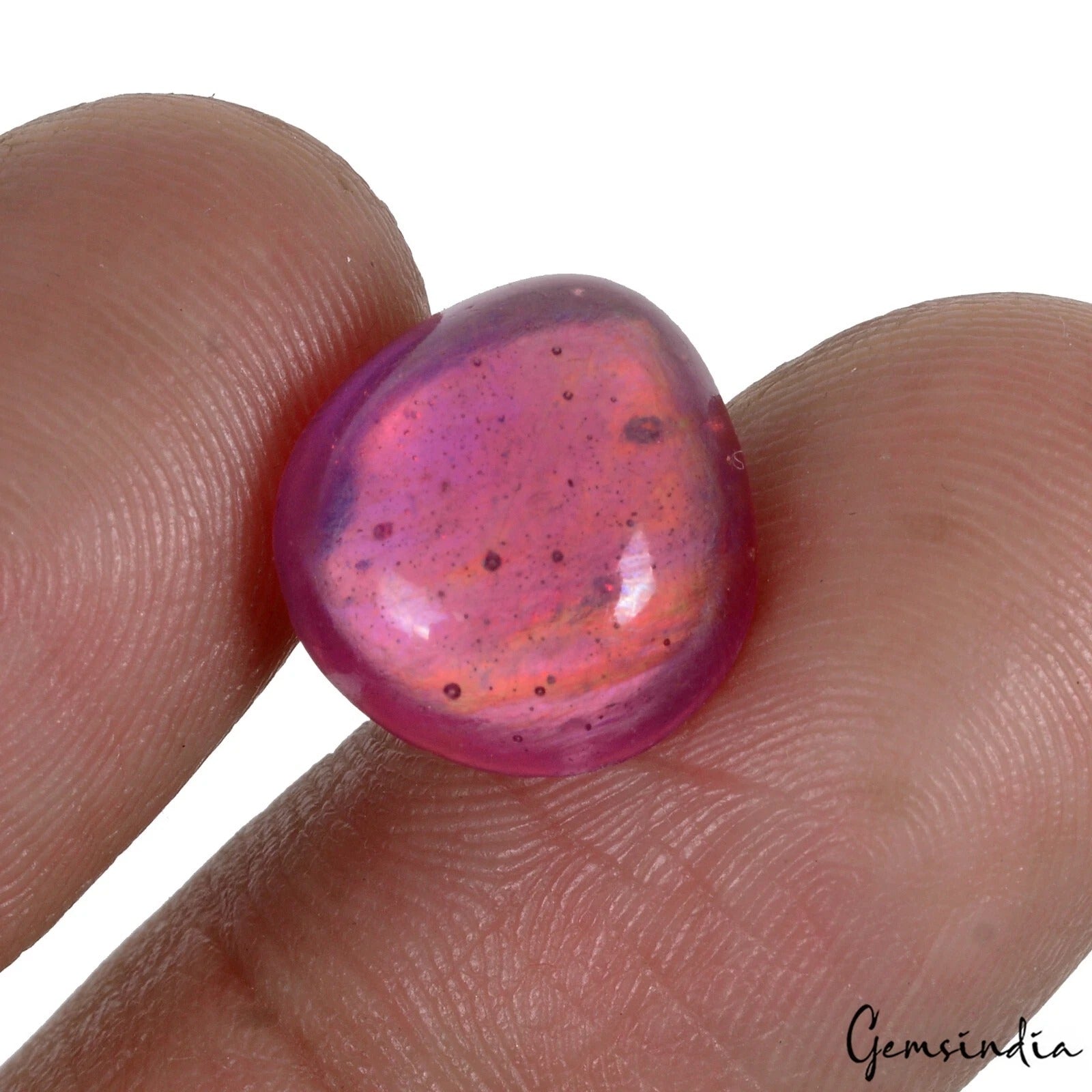 9.10 Natural Red Pink Ruby Pear Cab Loose Ring Size Certified Gems For Jewelry