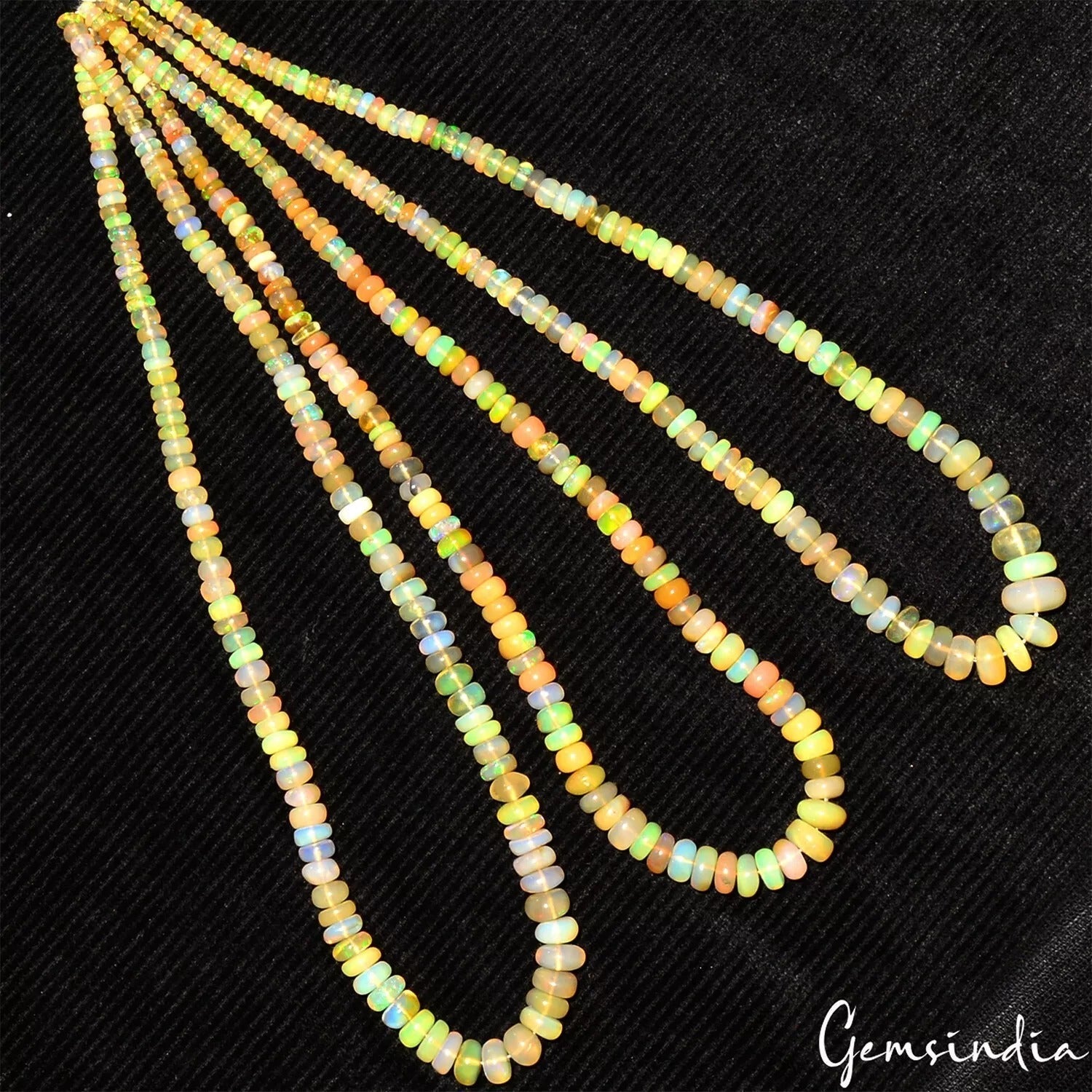 Natural Ethiopian Welo Fire Opal Rondelle Beads 14"Each/3 Strand ~ 162.10 Ct