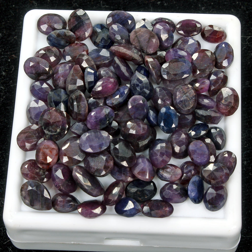 100% Natural Blue Sapphire Loose Gemstone Lot - Purple Violet Faceted Mix -94 Pc