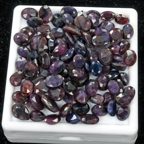 100% Natural Blue Sapphire Loose Gemstone Lot - Purple Violet Faceted Mix -94 Pc