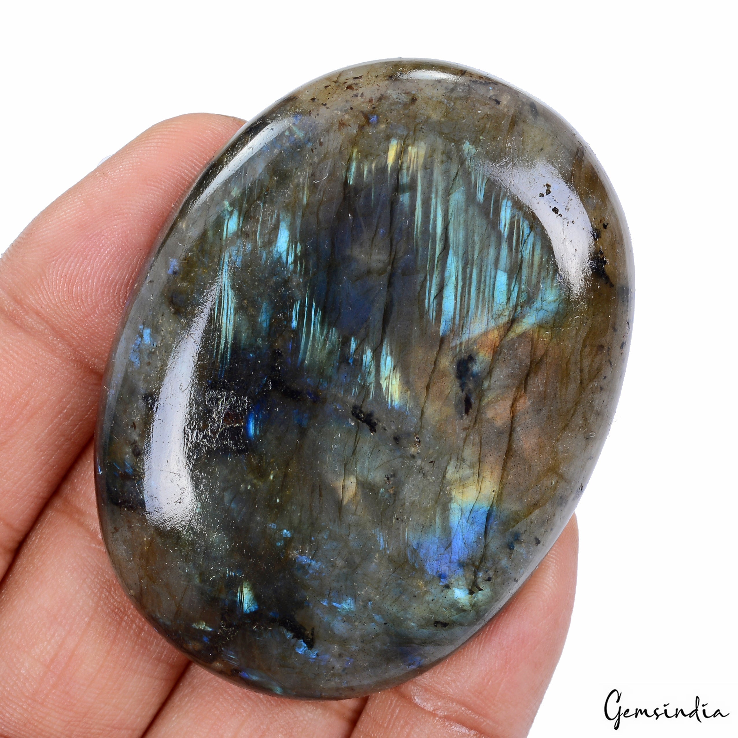 300 Ct Natural Untreated Blue Shine Labradorite Oval Cab Loose Gem For Pendant