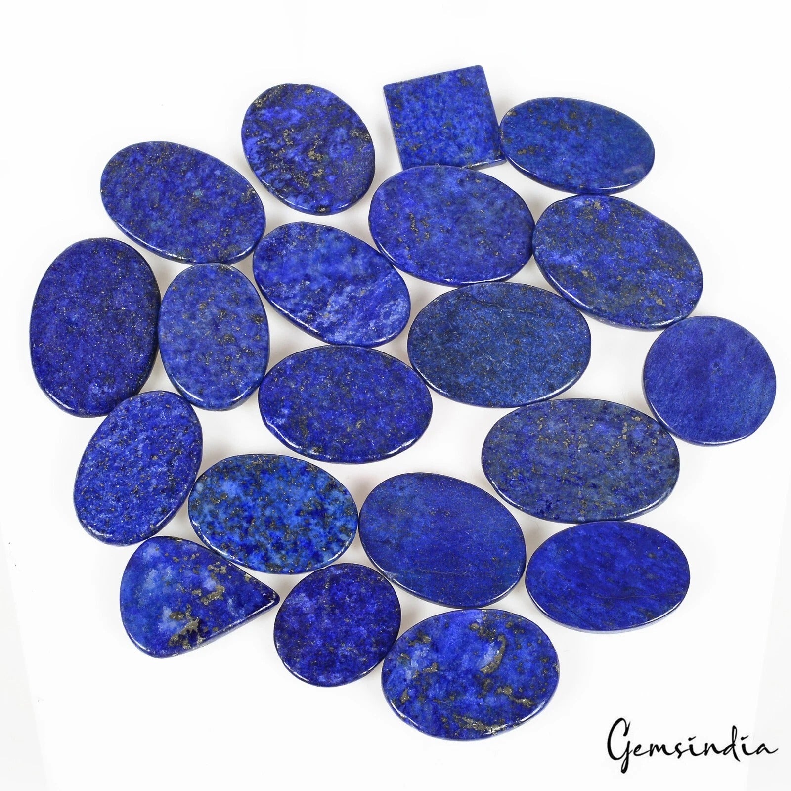 Lapis Lazuli Lot, Cabochon, Color Enhanced, Blue — 20 Pieces, 18mm To 33mm, 640 Ct, Afghanistan