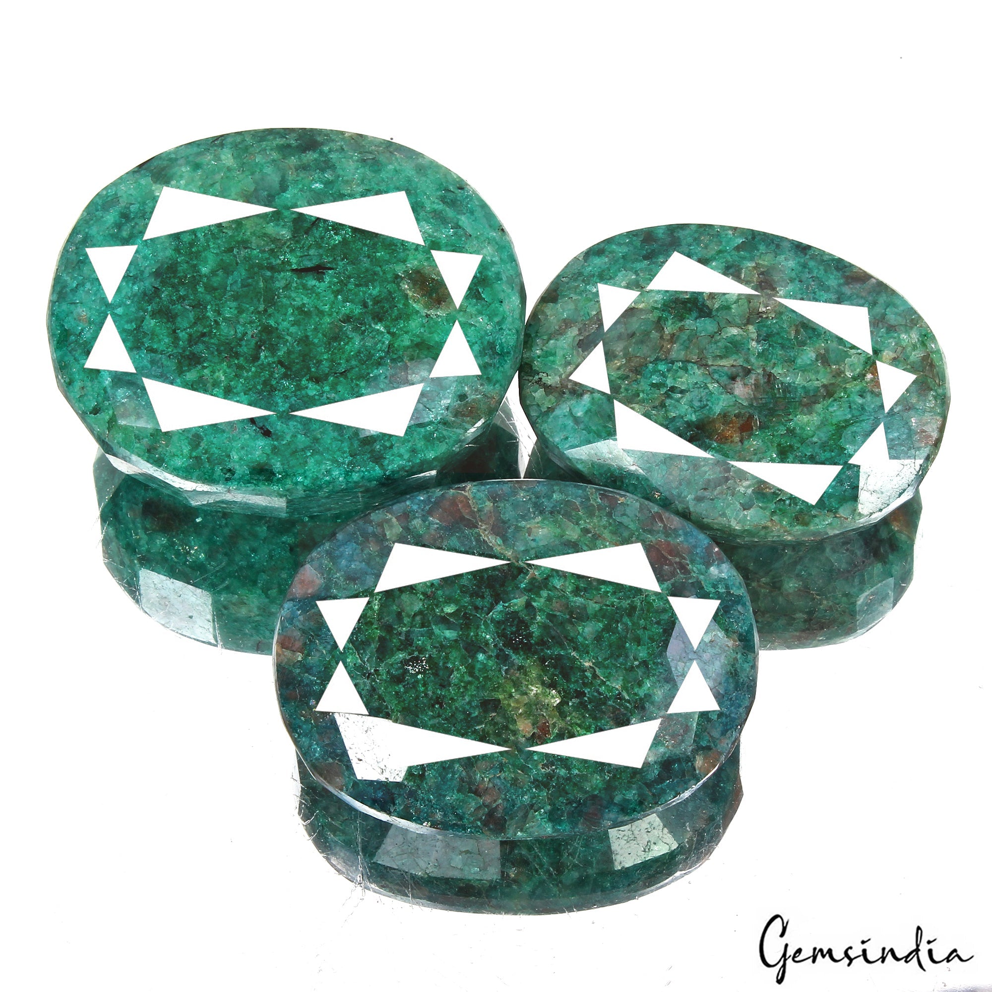 1770 Cts/3Pcs Natural Brazilian Green Emerald Oval Faceted Cut Loose Huge Gems