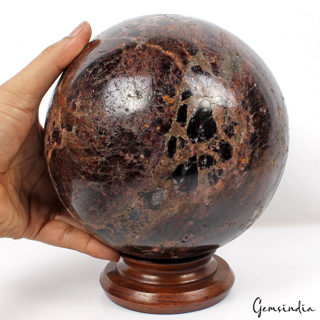Large 6.9in Red Almandine Garnet Stone Healing Meditation Charged Power Sphere