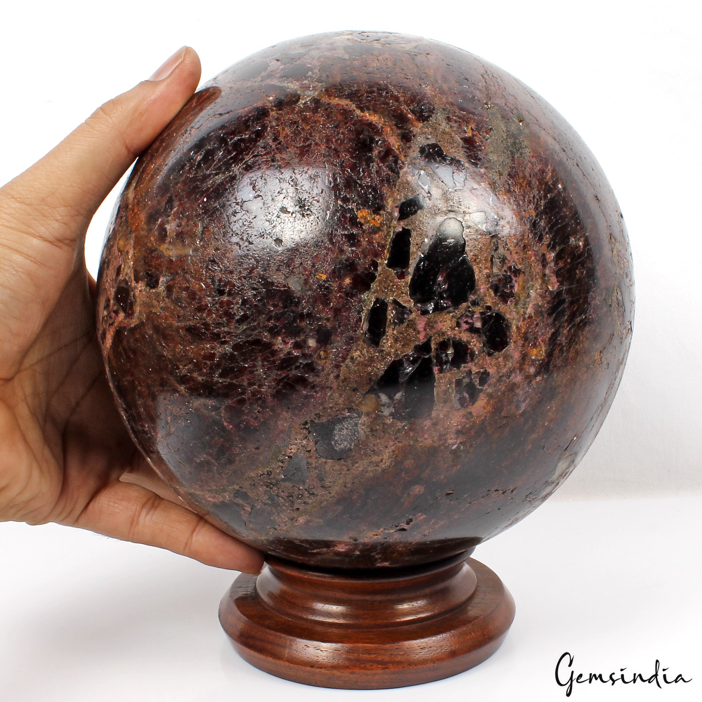 Large 6.9in Red Almandine Garnet Stone Healing Meditation Charged Power Sphere