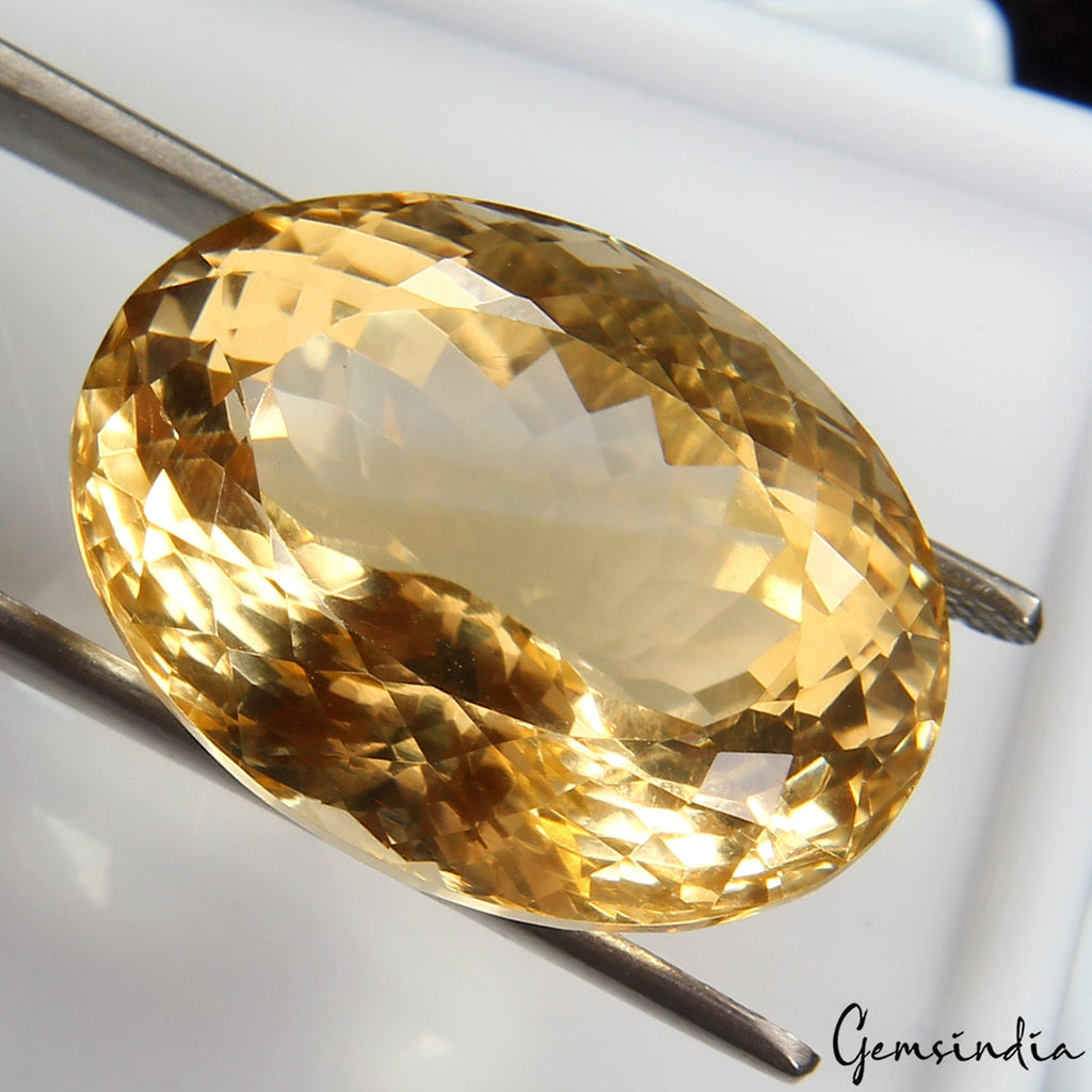 37.25 Ct Eye Clean Natural Yellow Citrine Oval Cut Loose Jewelry Gemstone~Brazil