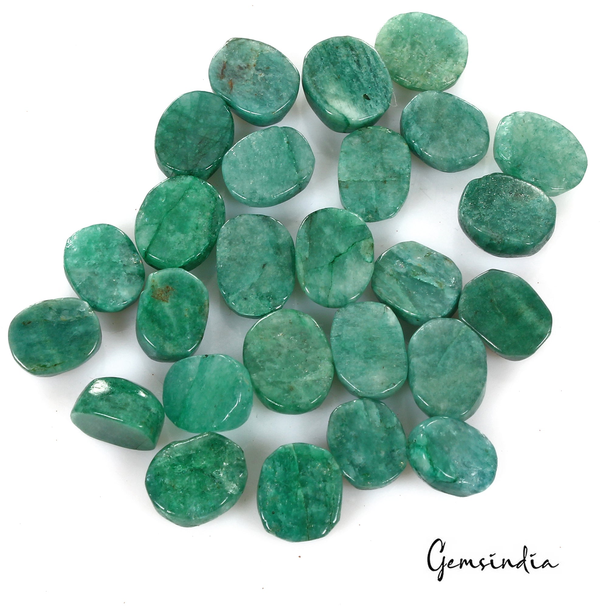 Certified 126.90 Cts/26 Pcs Natural Brazilian Green Emerald Oval Cab Loose Gems
