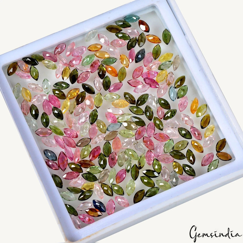28.50 Ct/200 Pcs Natural Multi Color Tourmaline Marquise Calibrated 5x2.5mm Gems