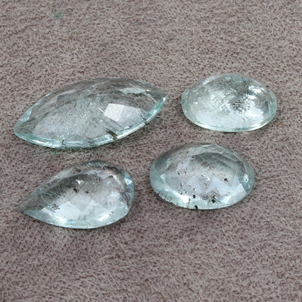 4 Pc Natural Blue Aquamarine Mix Cut  Loose Unheated 10-16mm Gemstones~ 11.00 Ct
