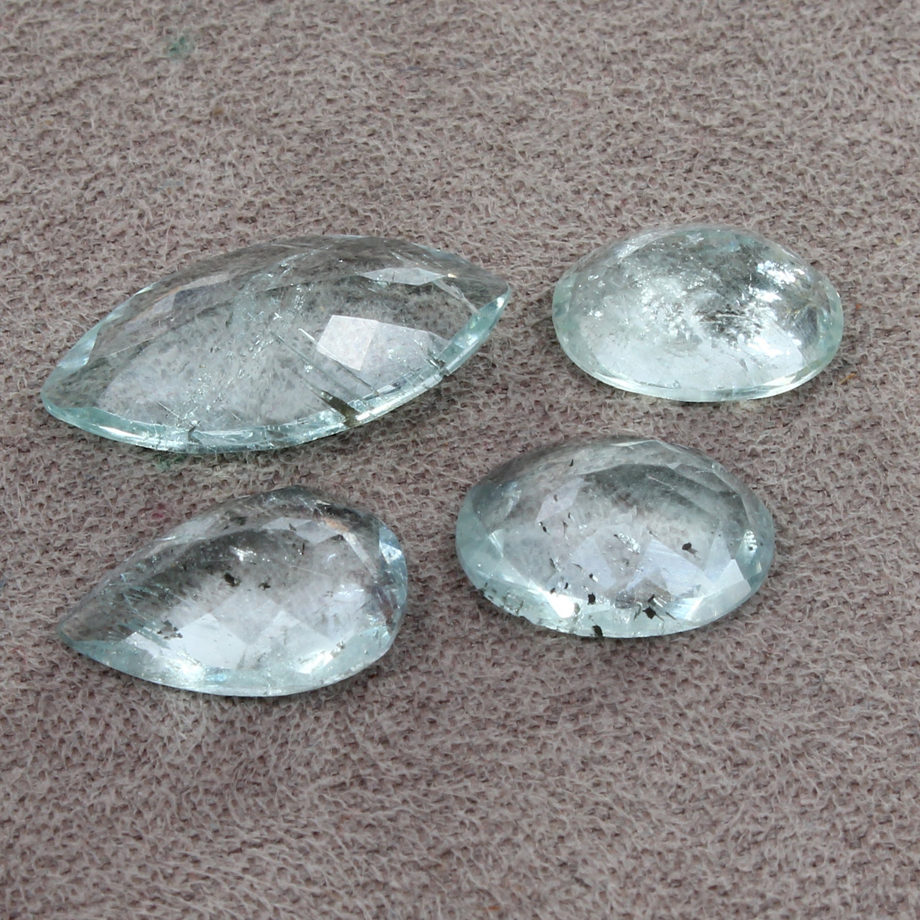 4 Pc Natural Blue Aquamarine Mix Cut  Loose Unheated 10-16mm Gemstones~ 11.00 Ct