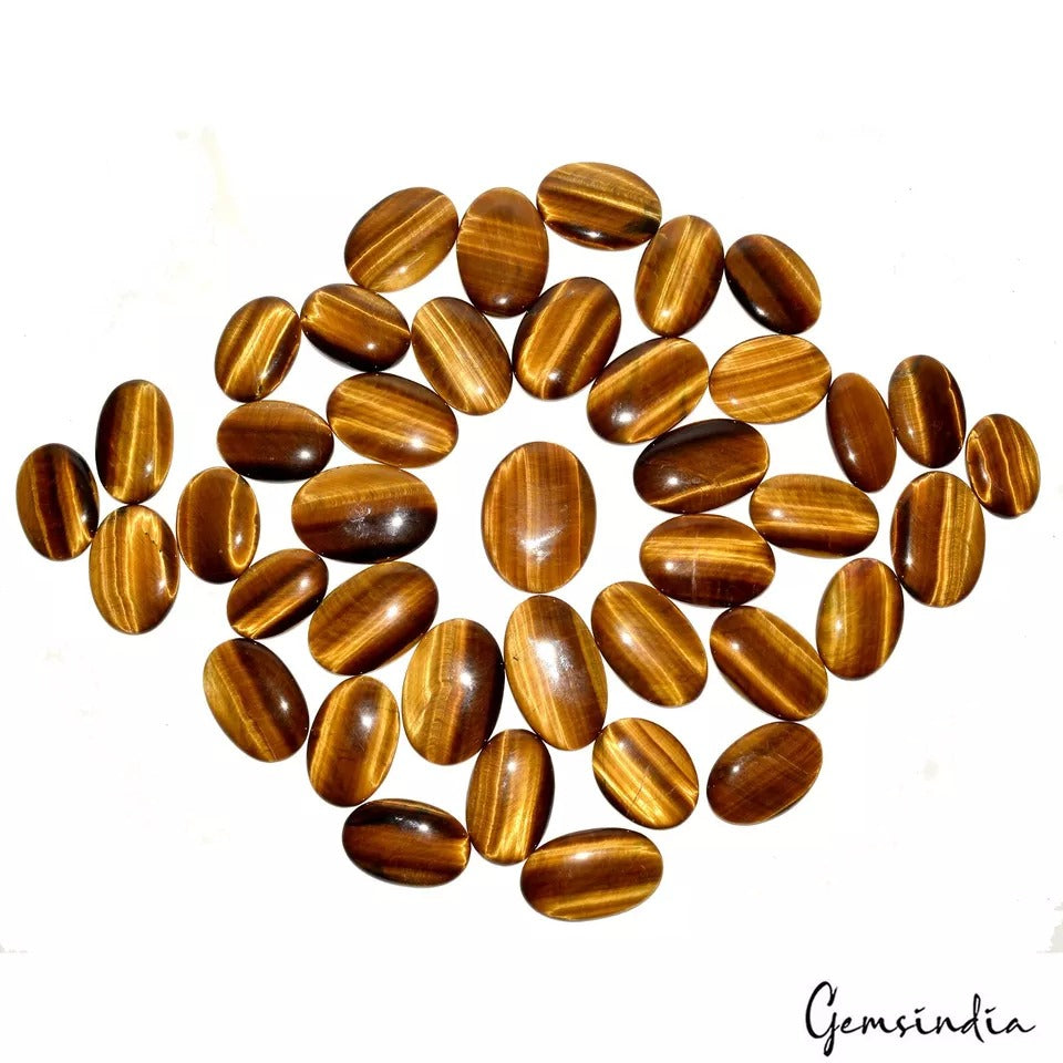 Tiger Eye Lot, Cabochon, Untreated, Brown — 40 Pieces, 35mm to 49mm, 2500 Ct, Madagascar