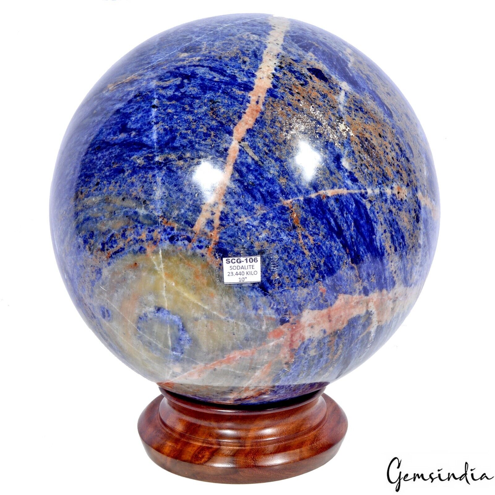Sodalite Sphere, Blue — 10 Inch in diameter, 23.44 Kg (117200 Ct), Madagascar