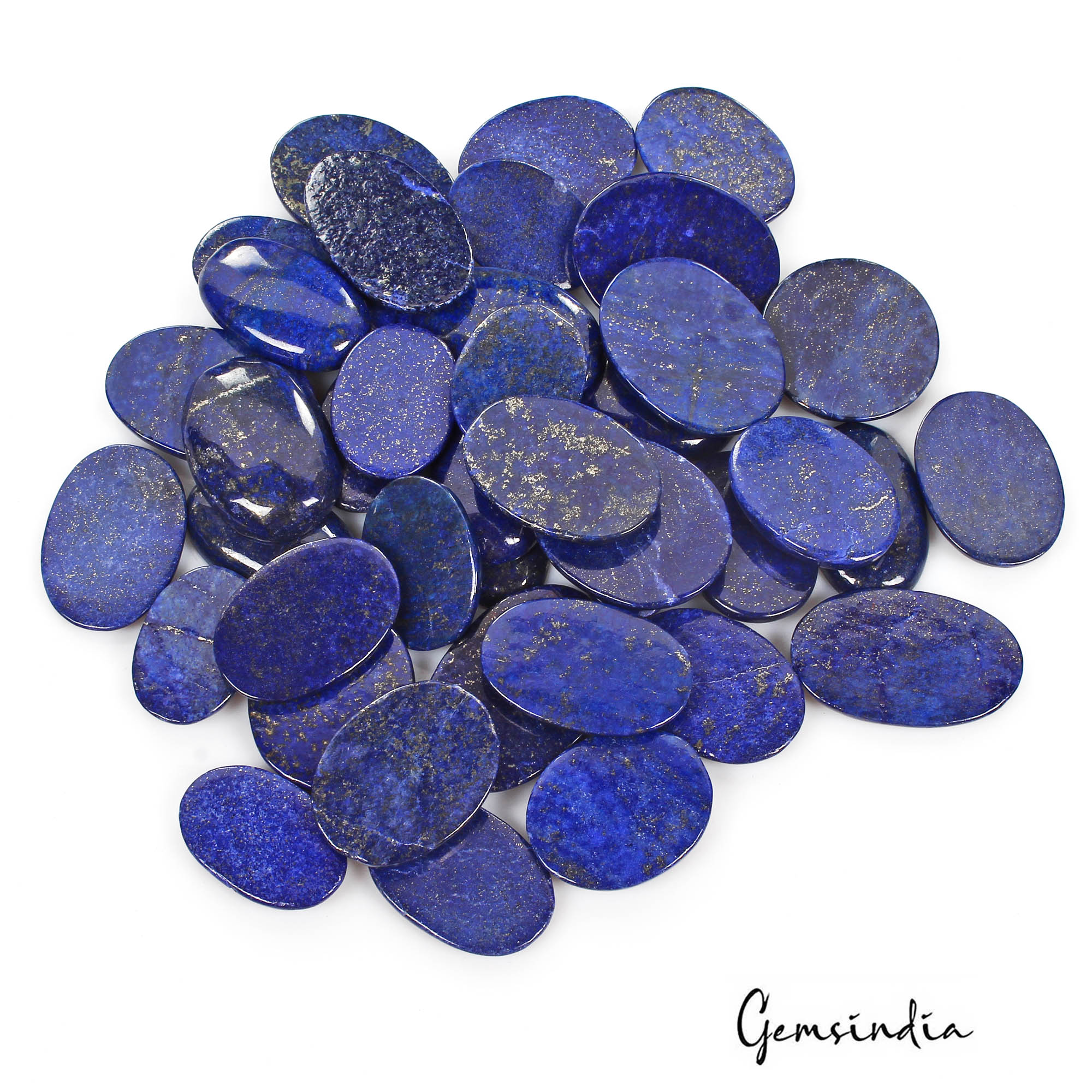 Lapis Lazuli Lot, Cabochon, Color Enhanced, Blue — 41 Pieces, 31mm to 43mm, 2500 Ct, Afghanistan