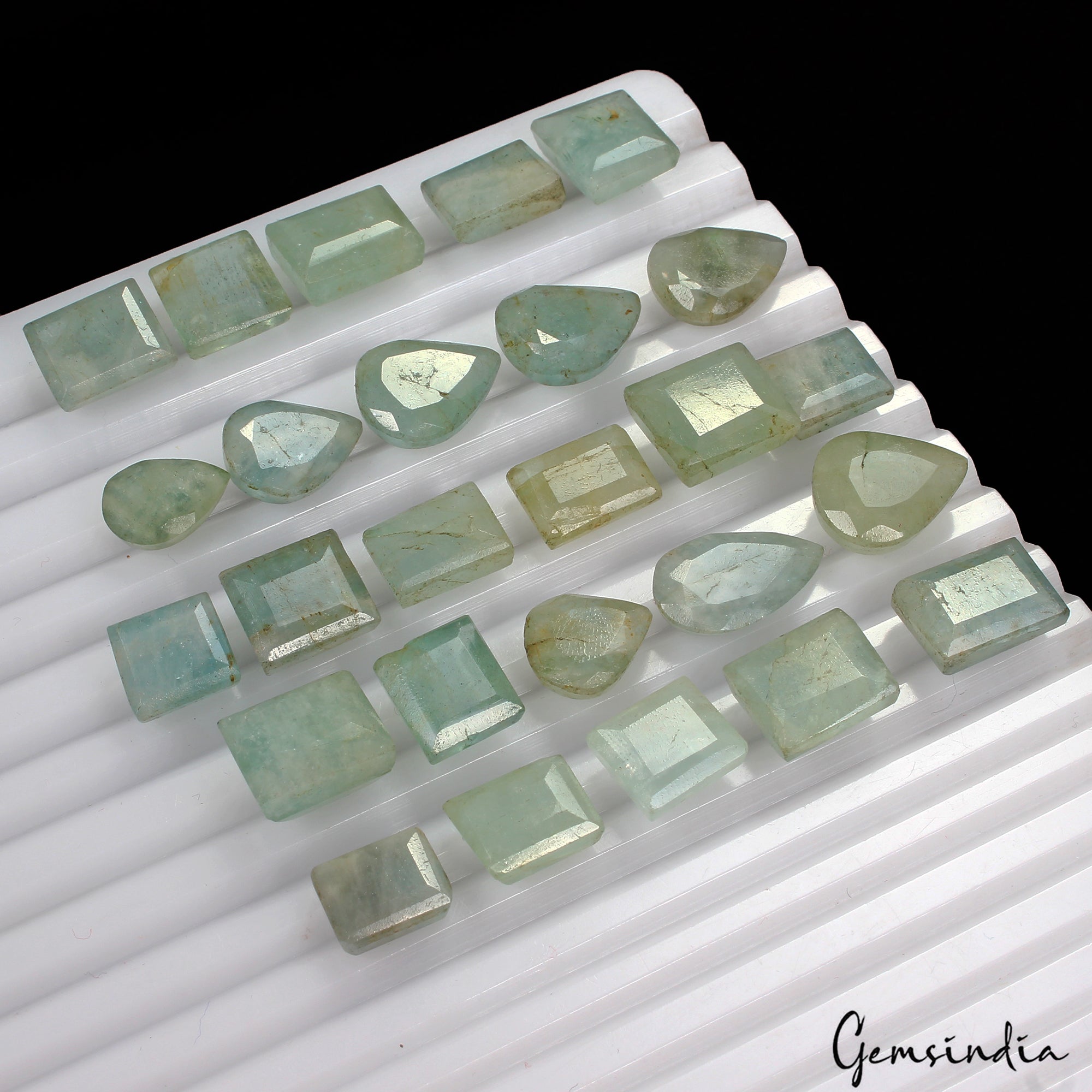 169.00 Ct Natural Untreated Aqua Green Aquamarine Mix Cut Loose Gems Lot 26 Pcs