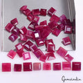 50 Pcs/6-9mm Natural Pink Red Ruby Princess Square Cut Ring Size Loose Gemstones