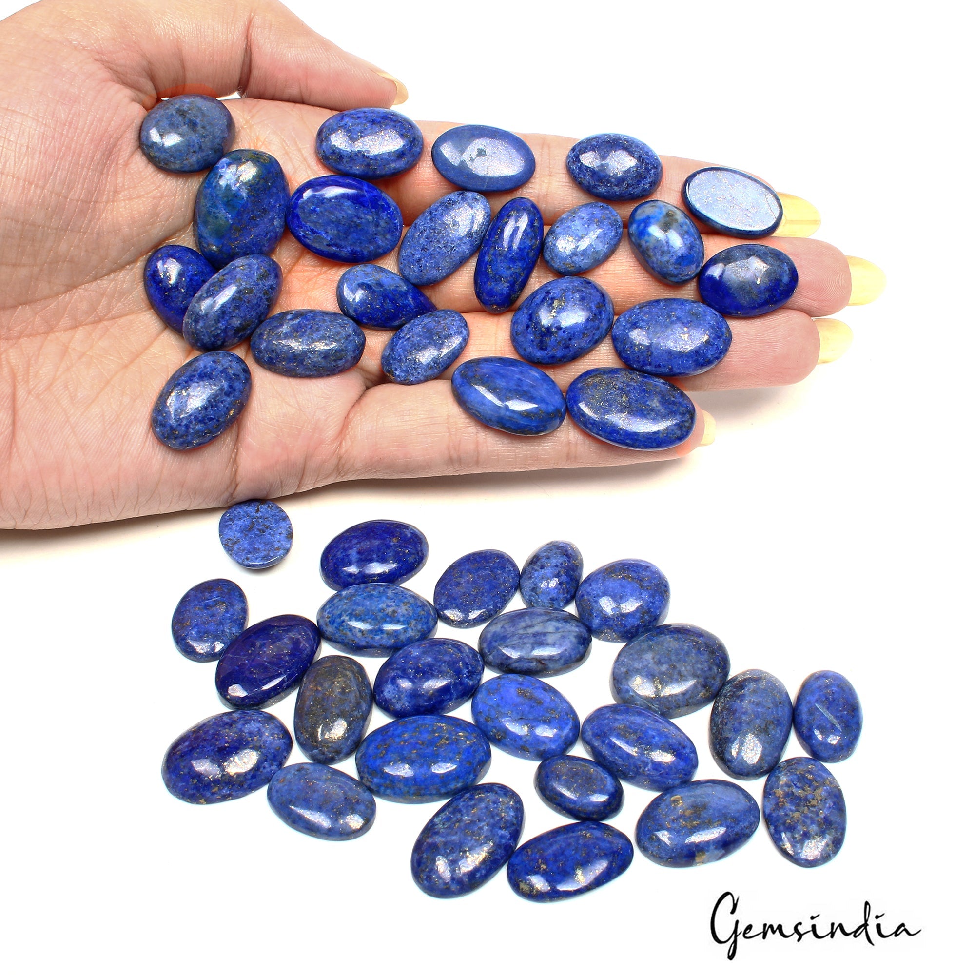 500 Ct Natural Blue Lapis Lazuli Oval Cabochon Loose Wholesale Gems Lot 46 Pcs