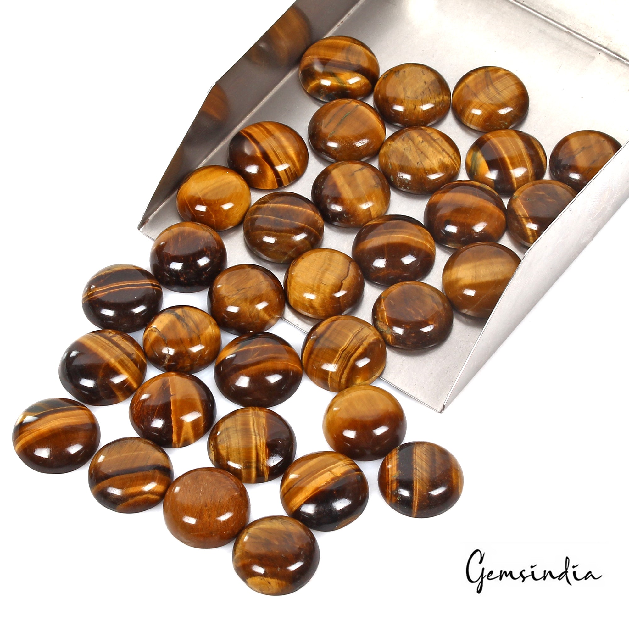 Tiger Eye Lot, Cabochon, Untreated — 33 Pieces, 17mm To 20mm, 630 Ct, Madagascar