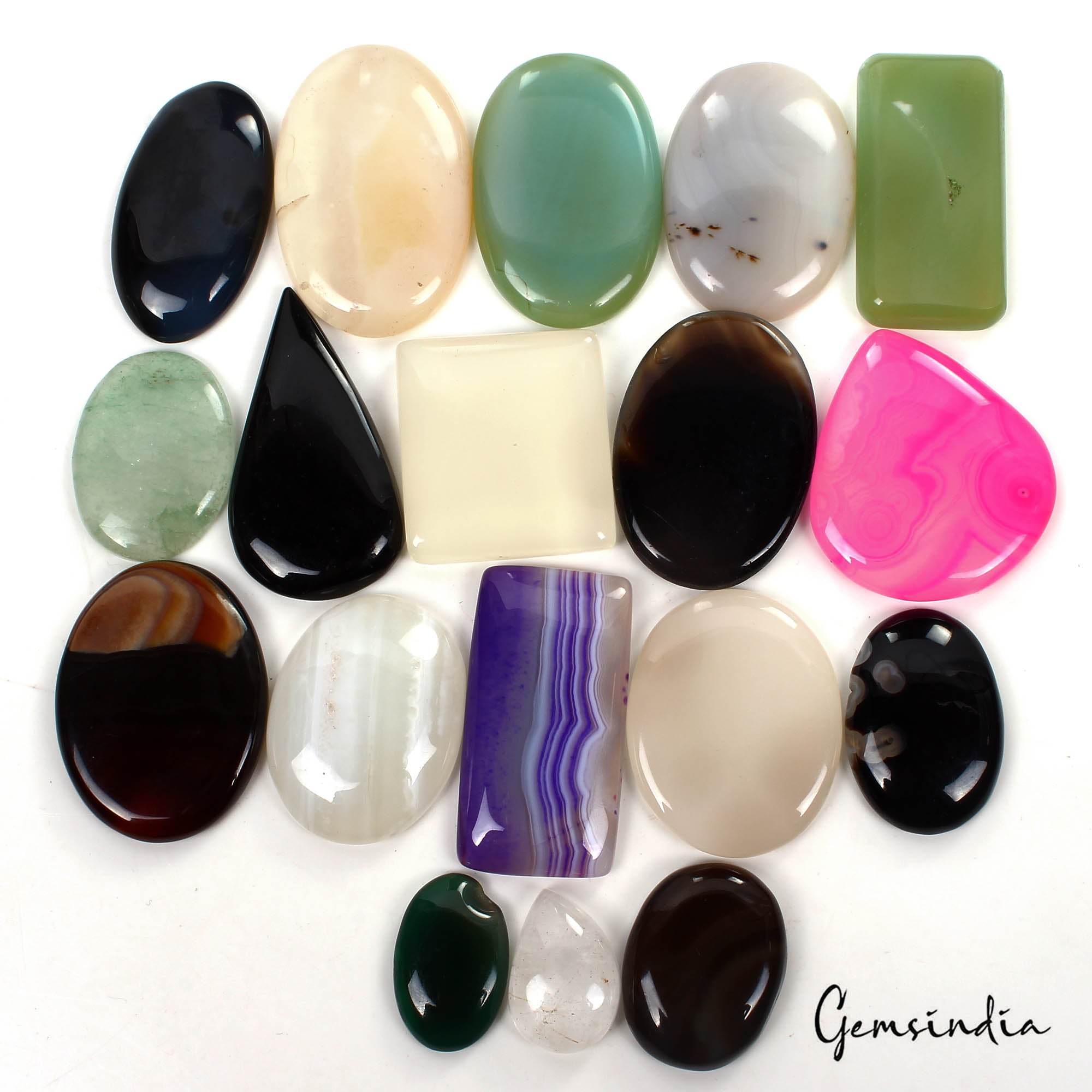Onyx Lot, Loose Gemstone, Untreated, Multi Color — 18 Pieces, 26mm to 55mm, 1600 Ct, Madagascar