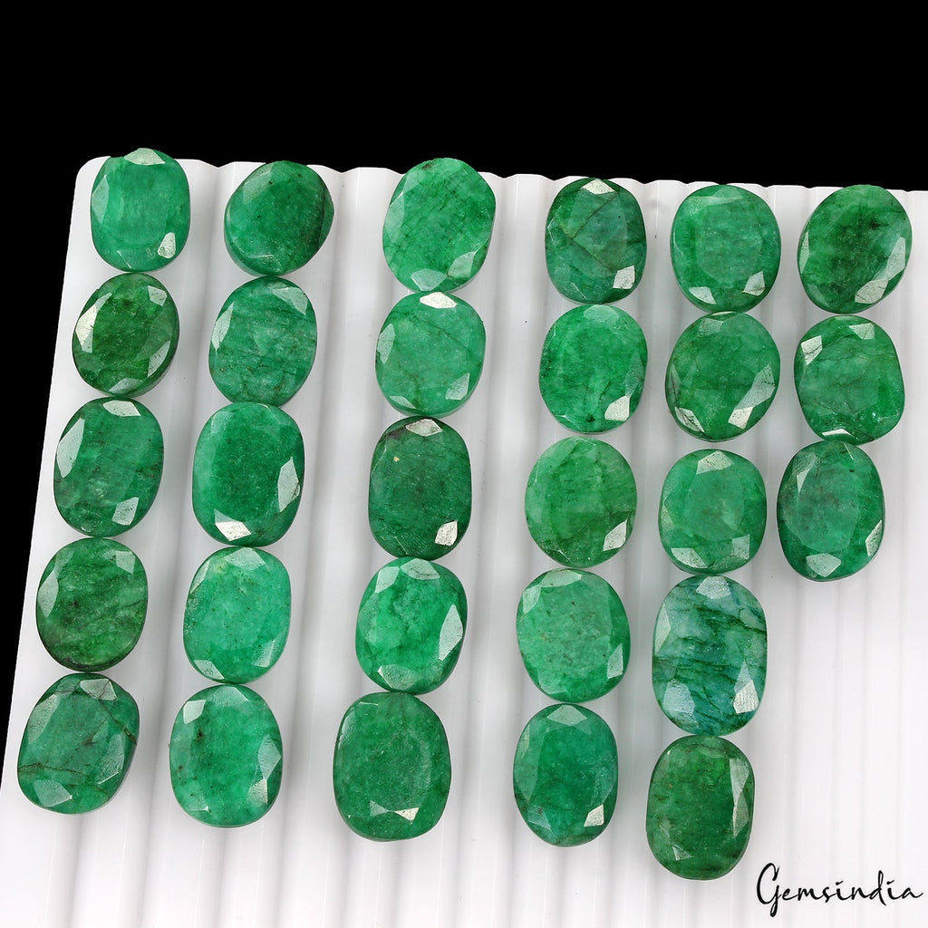 500 Ct Natural Green Brazilian Emerald Oval Cut Faceted Loose Wholesale Gems Lot