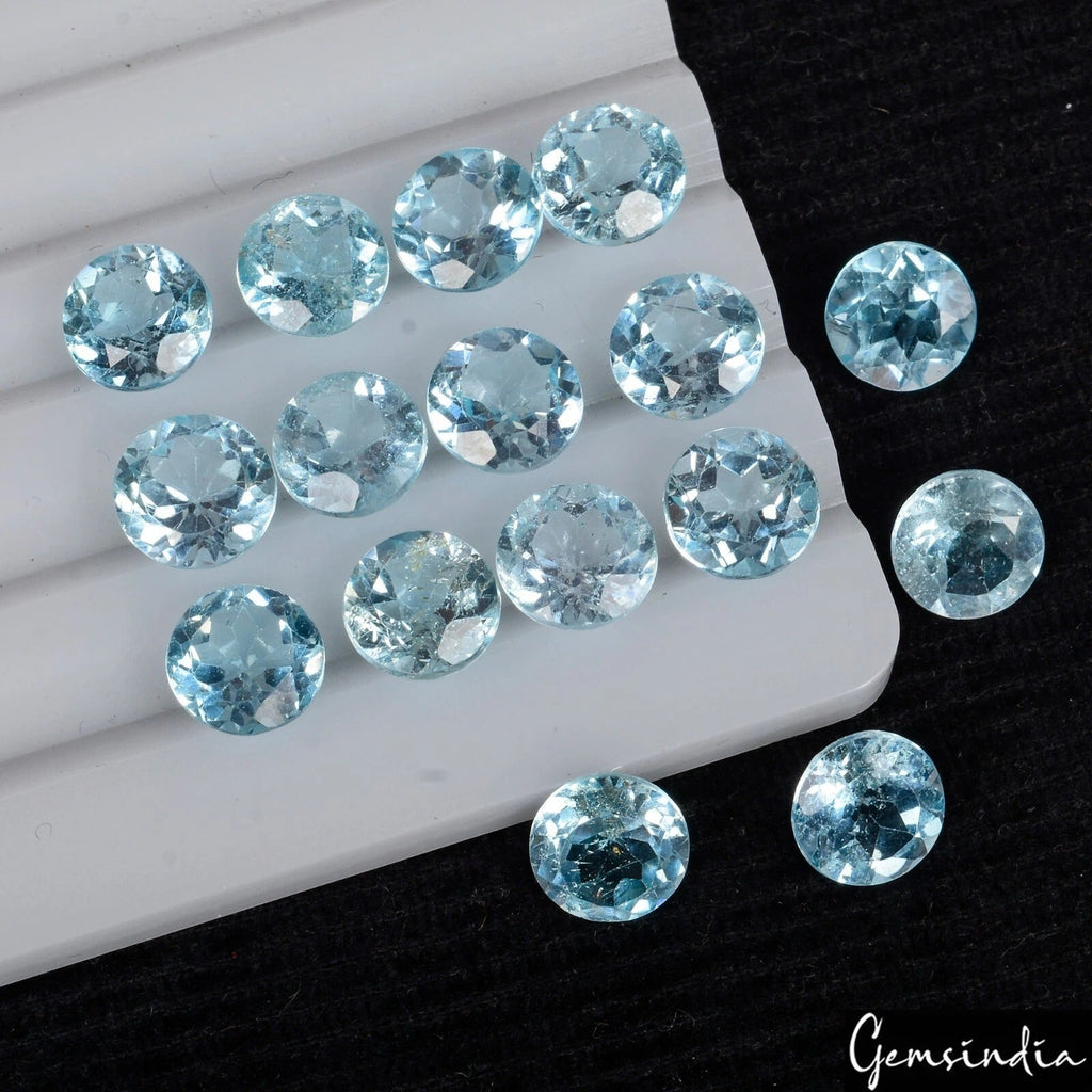 VVS 16 Pcs Natural Sky Blue Topaz 8mm Round Cut AAA Quality Loose Gemstone Lot