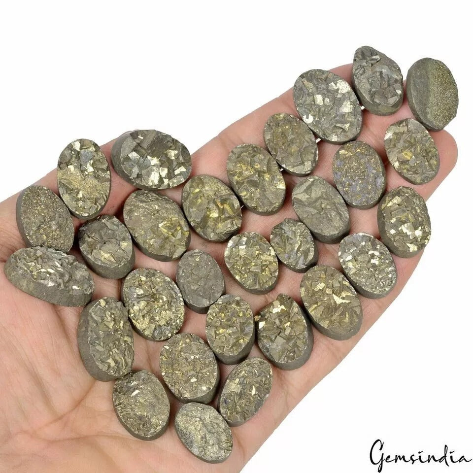 Pyrite Lot, Loose Gemstone, Untreated, Gold — 29 Pieces, 17mm to 26mm, 1000 Ct