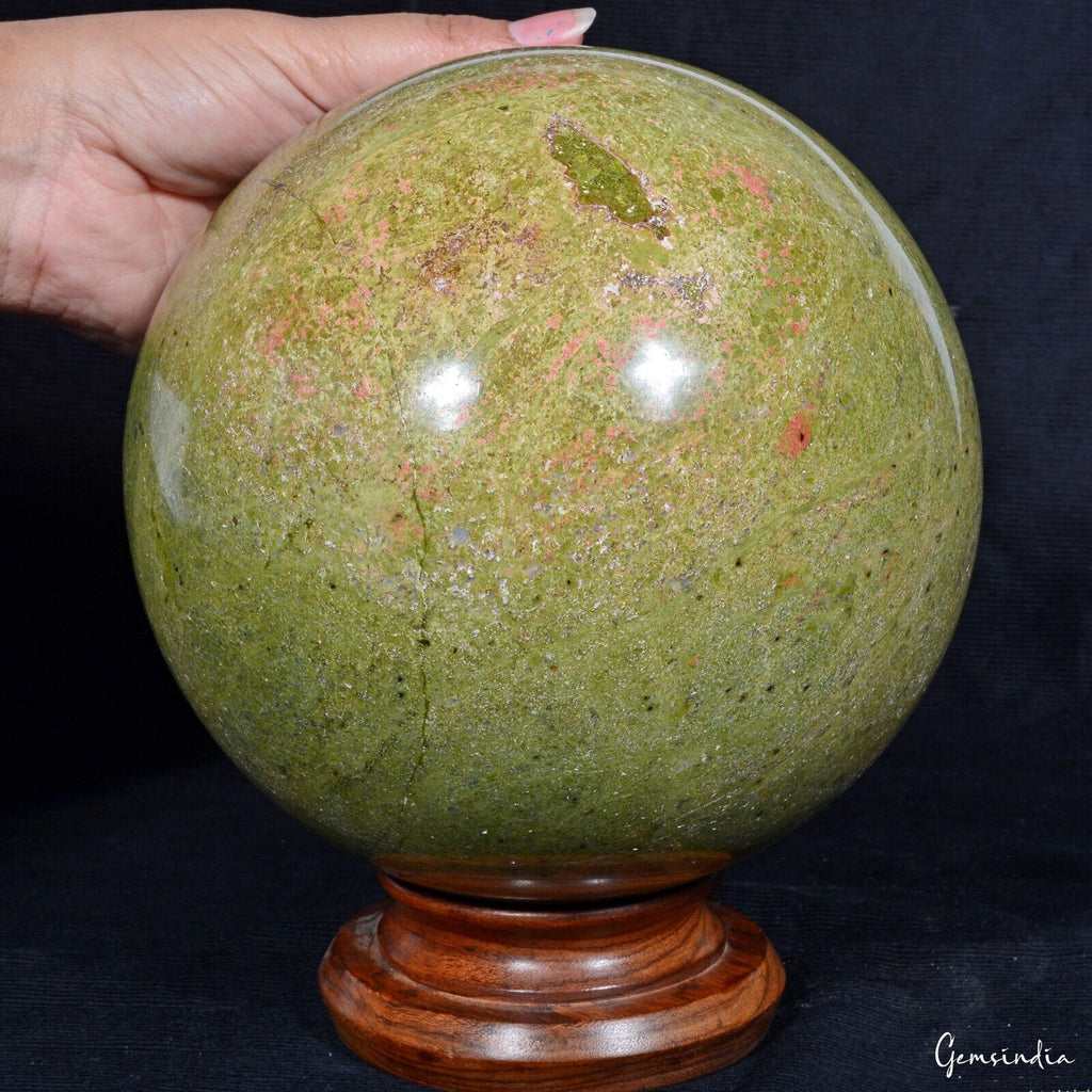 20.28lb Large Natural Red Green Unakite Crystal Sphere Ball Specimen Healing 7in