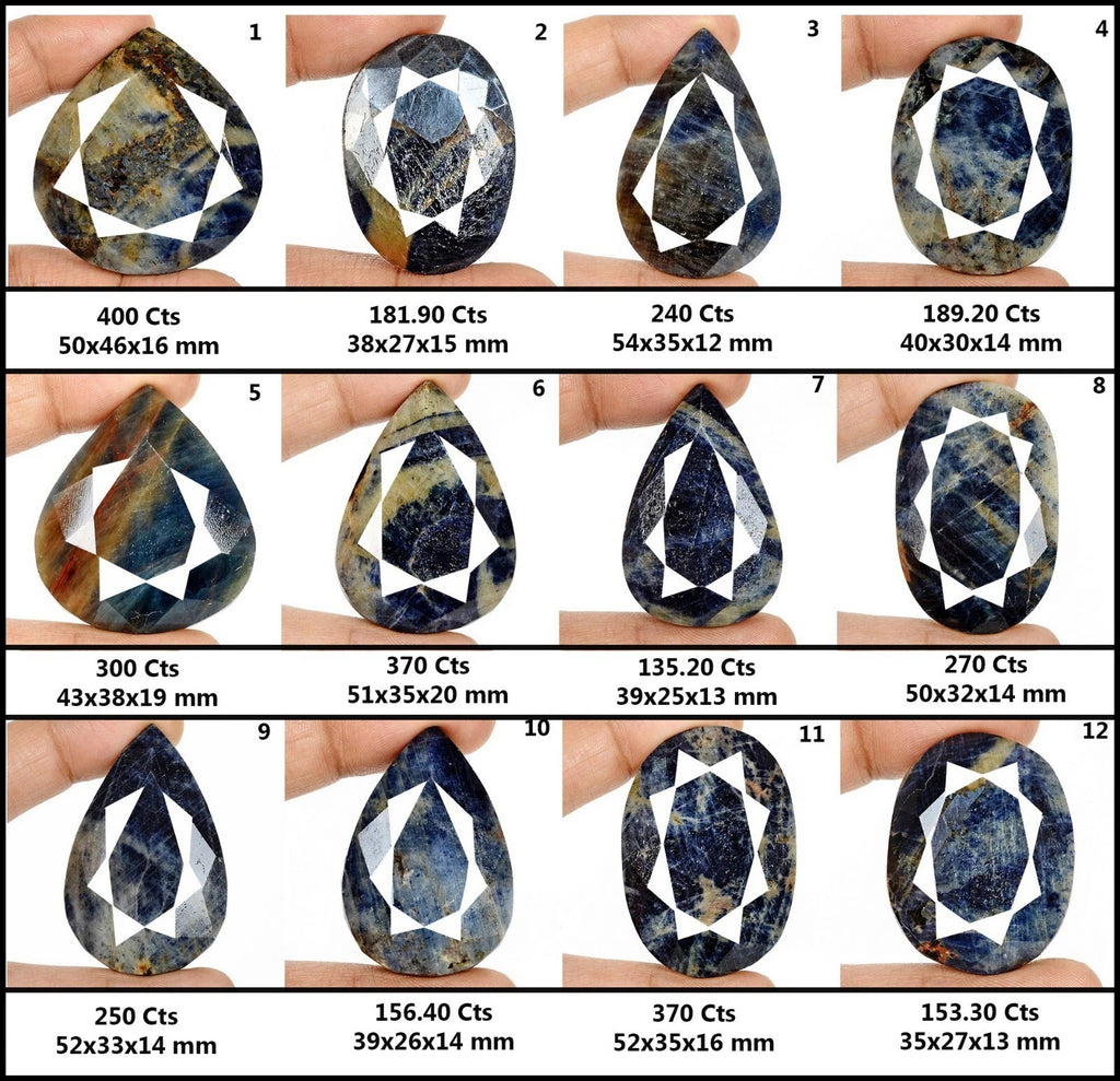 Sapphire Lot, Loose Gemstone, Untreated, Blue Black — 12 Pieces, 32mm to 54mm, 3016 Ct, Madagascar