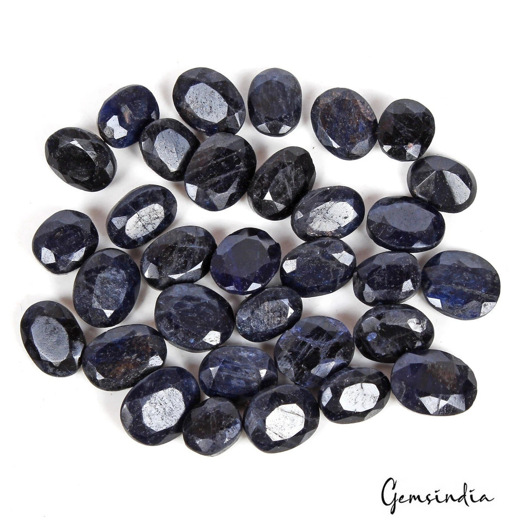 Natural Blue Sapphire Oval Faceted Loose Wholesale Gemstone Lot 32 Pcs/240.00 Ct