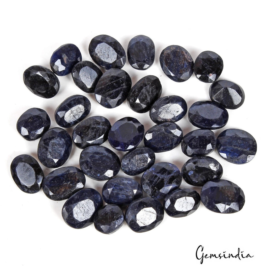 Blue Sapphire Lot, Loose Gemstone, Color Enhanced — 32 Pieces, 10mm to 14mm, 240.00 Ct