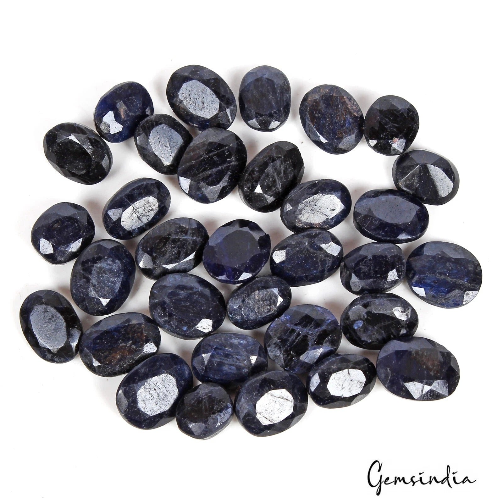 Blue Sapphire Lot, Loose Gemstone, Color Enhanced — 32 Pieces, 10mm to 14mm, 240.00 Ct