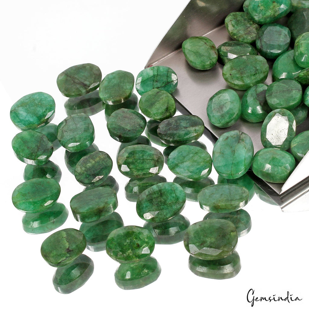 650 Ct Natural Green Brazilian Emerald Oval Cut Faceted Loose Wholesale Gems Lot