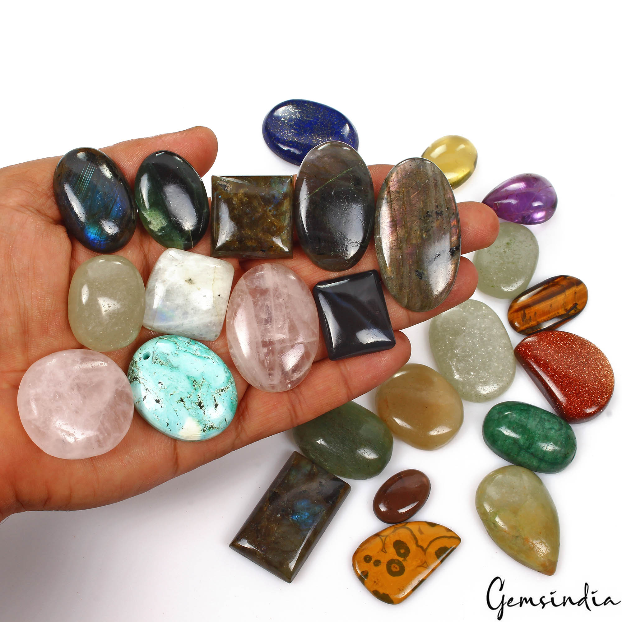 1550 Ct/25 Pcs Natural Multi Color Mix Cab Loose 21mm To 48mm Gems Wholesale Lot