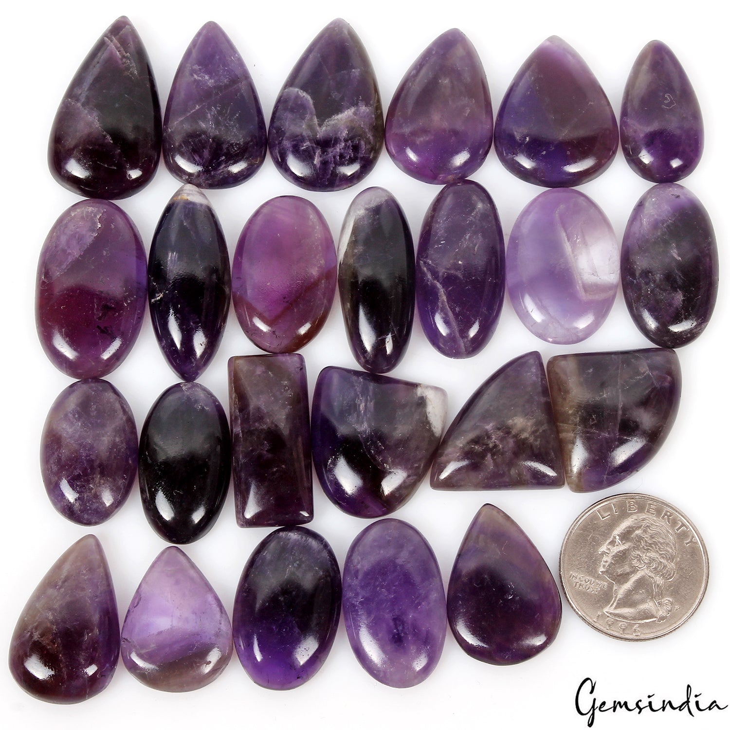 24 Pcs Natural Purple Amethyst 23mm-33mm Mix Cabochon Untreated Loose Gemstones
