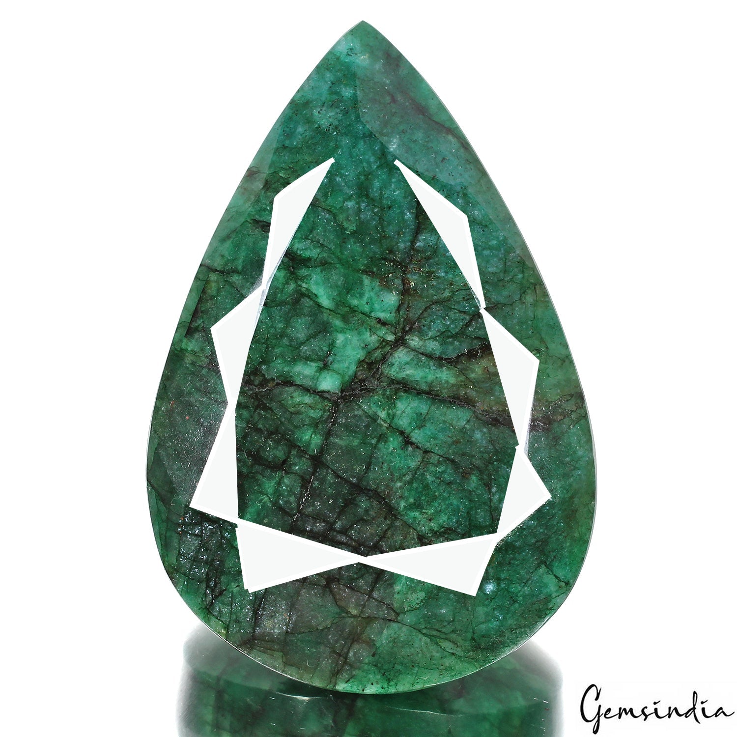 Certified 680 Ct Natural Brazilian Green Silver Shine Emerald Pear Cut Loose Gem