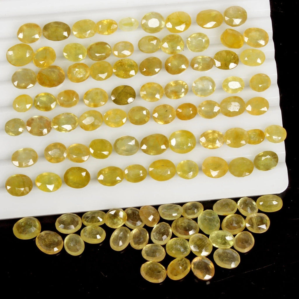 Certified 250 Cts/100 Pcs Natural Unheated Yellow Sapphire Oval Cut 5mm-8mm Gems