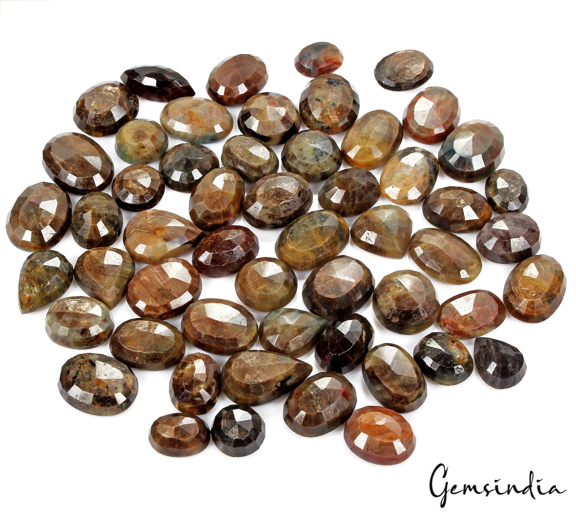 5000 Ct/57 Pc Natural Untreated Brown Sapphire Mix Cut Loose Wholesale Gems Lot