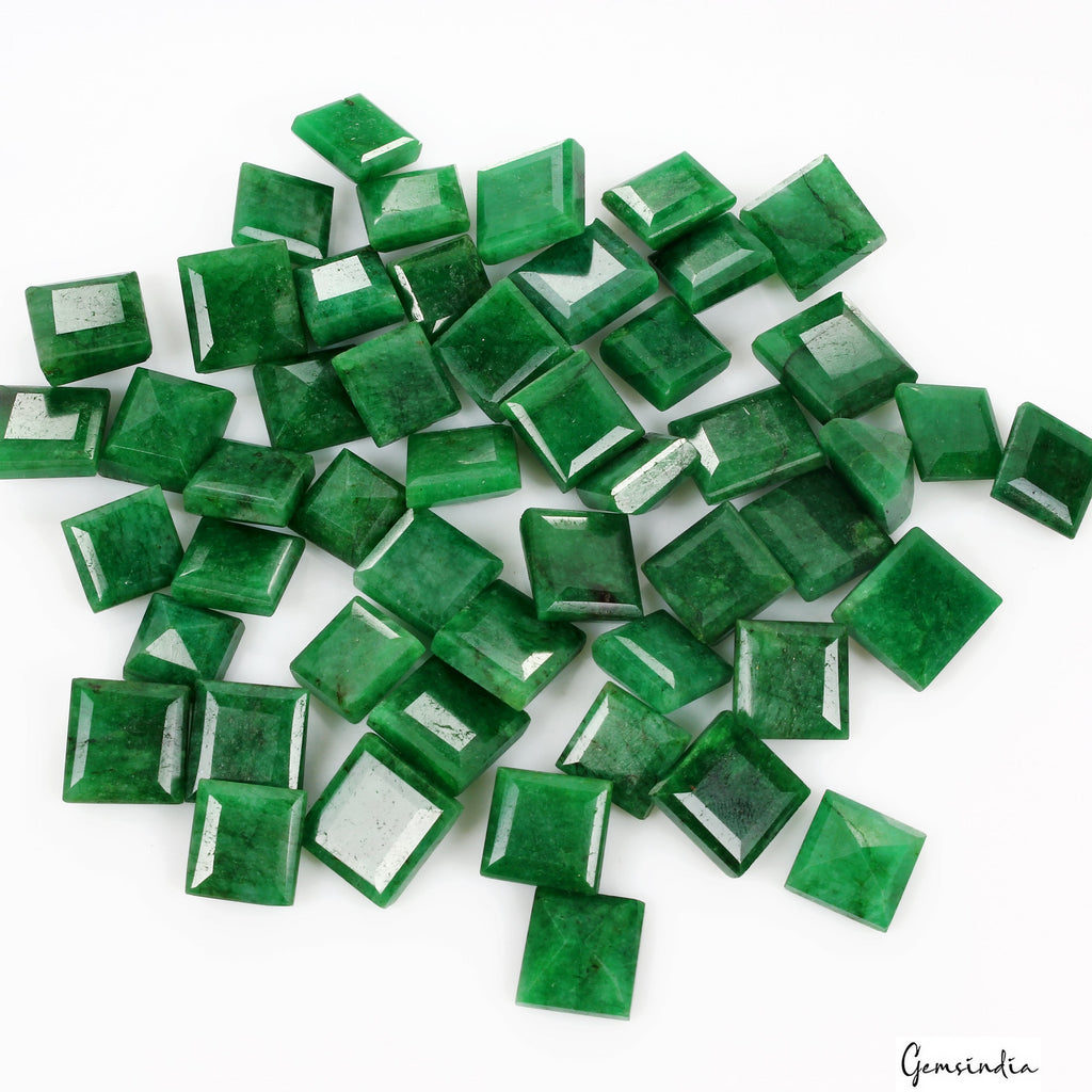 Certified Colombian Natural Green Emerald 540Ct Square Cut Loose Gemstones~50 Pc