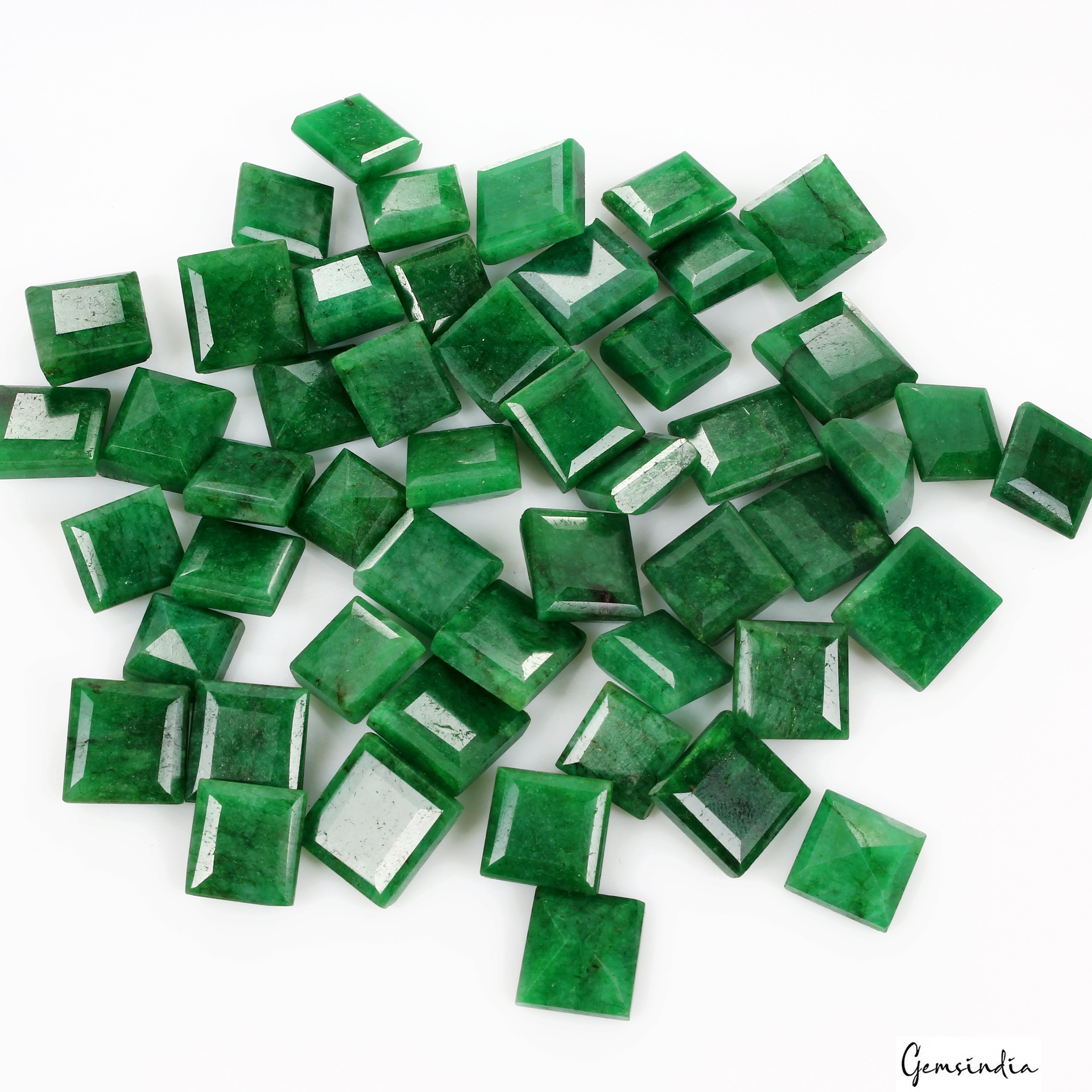 Certified Colombian Natural Green Emerald 540Ct Square Cut Loose Gemstones~50 Pc