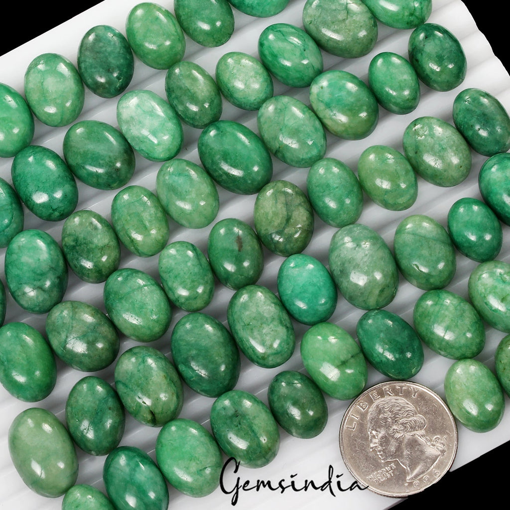 Natural 800 Cts Brazilian Green Emerald Oval Cabochon Loose Gemstone Lot 63 Pcs