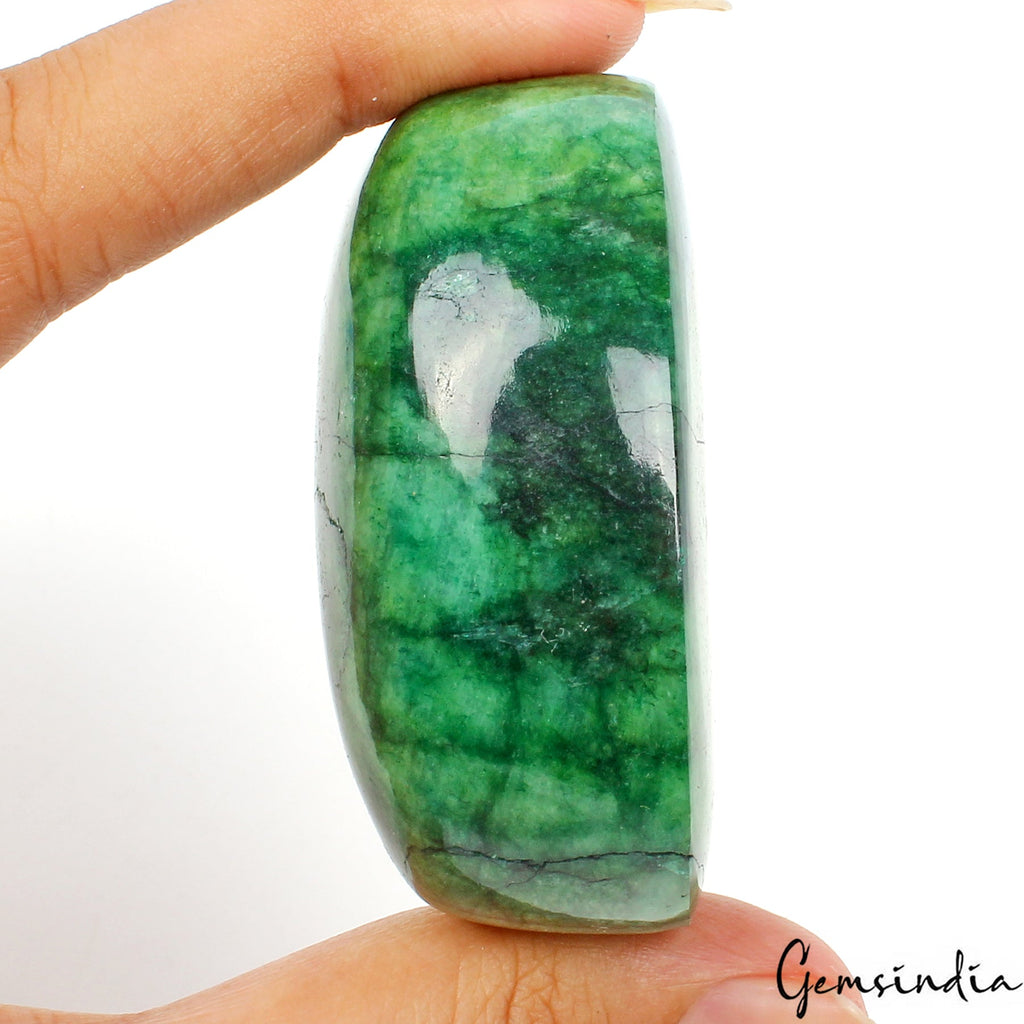 Certified 630 Ct Natural Green Brazilian Emerald Oval Cab Earth Mined Loose Gems