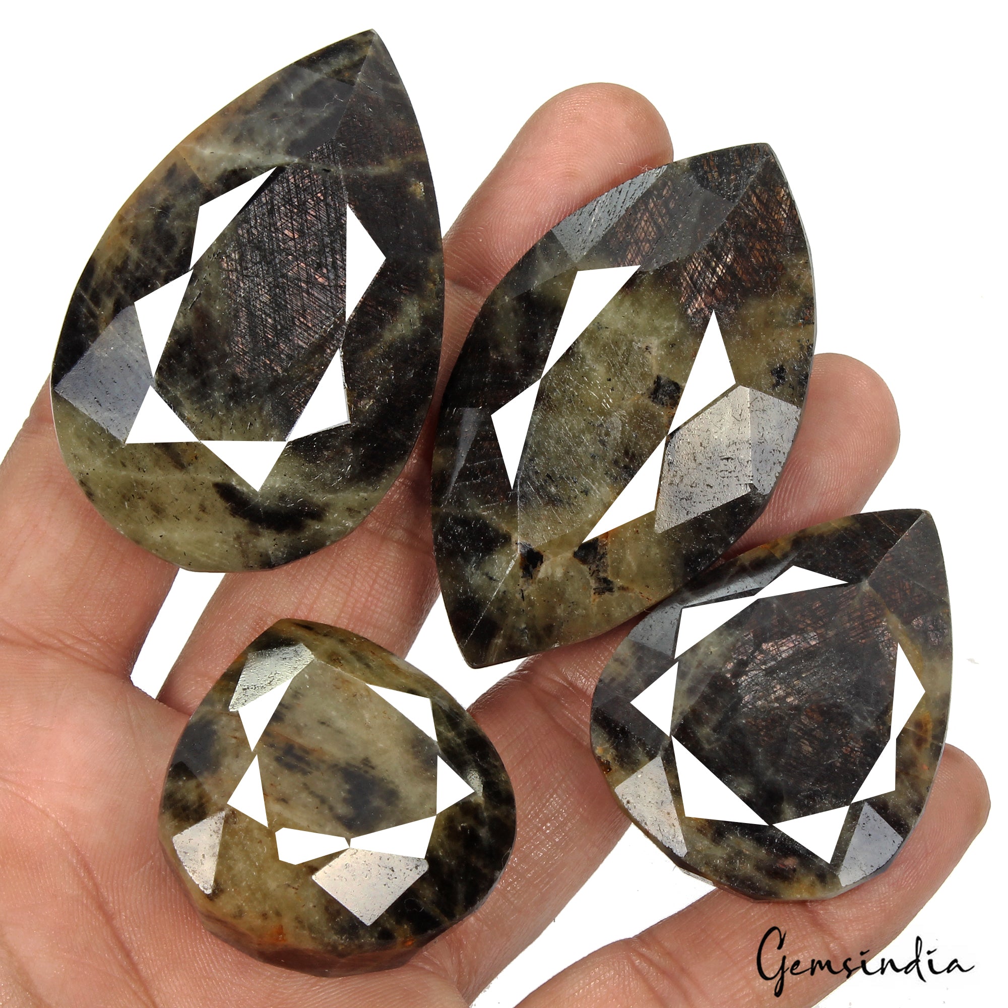 1330 Cts/4 Pcs Natural Untreated Black Sapphire Mix Faceted Loose Wholesale Gems