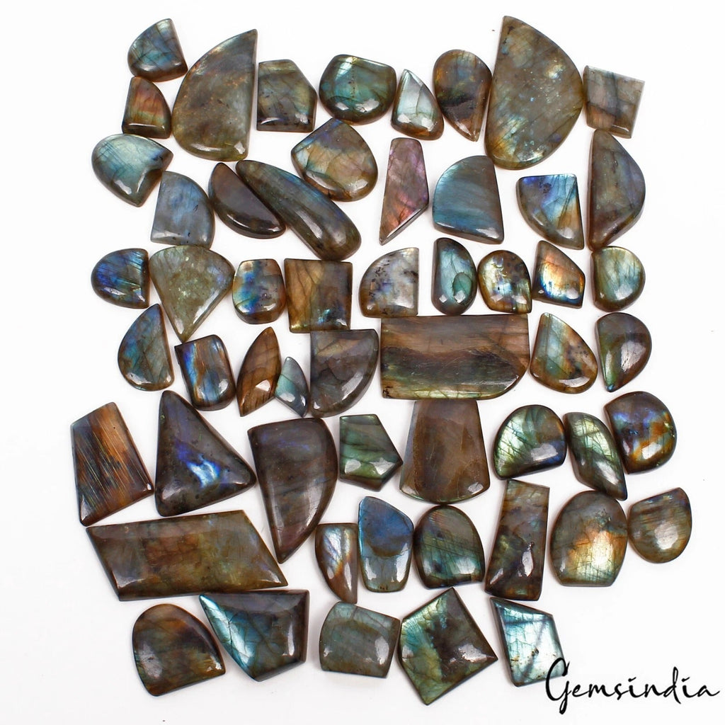 1400 Ct/55 Pc Natural Untreated Multi Color Shine Labradorite Mix Cut Loose Gems