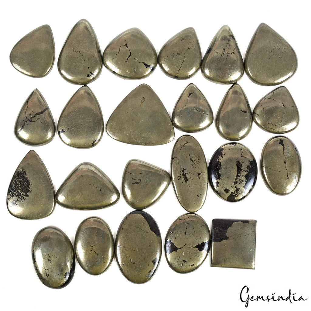 1000 Ct/23 Pcs Natural Untreated Apache Gold Pyrite Mix Cabochon Loose Gemstones