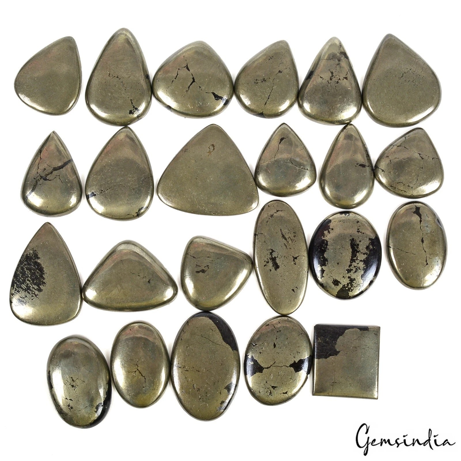 1000 Ct/23 Pcs Natural Untreated Apache Gold Pyrite Mix Cabochon Loose Gemstones
