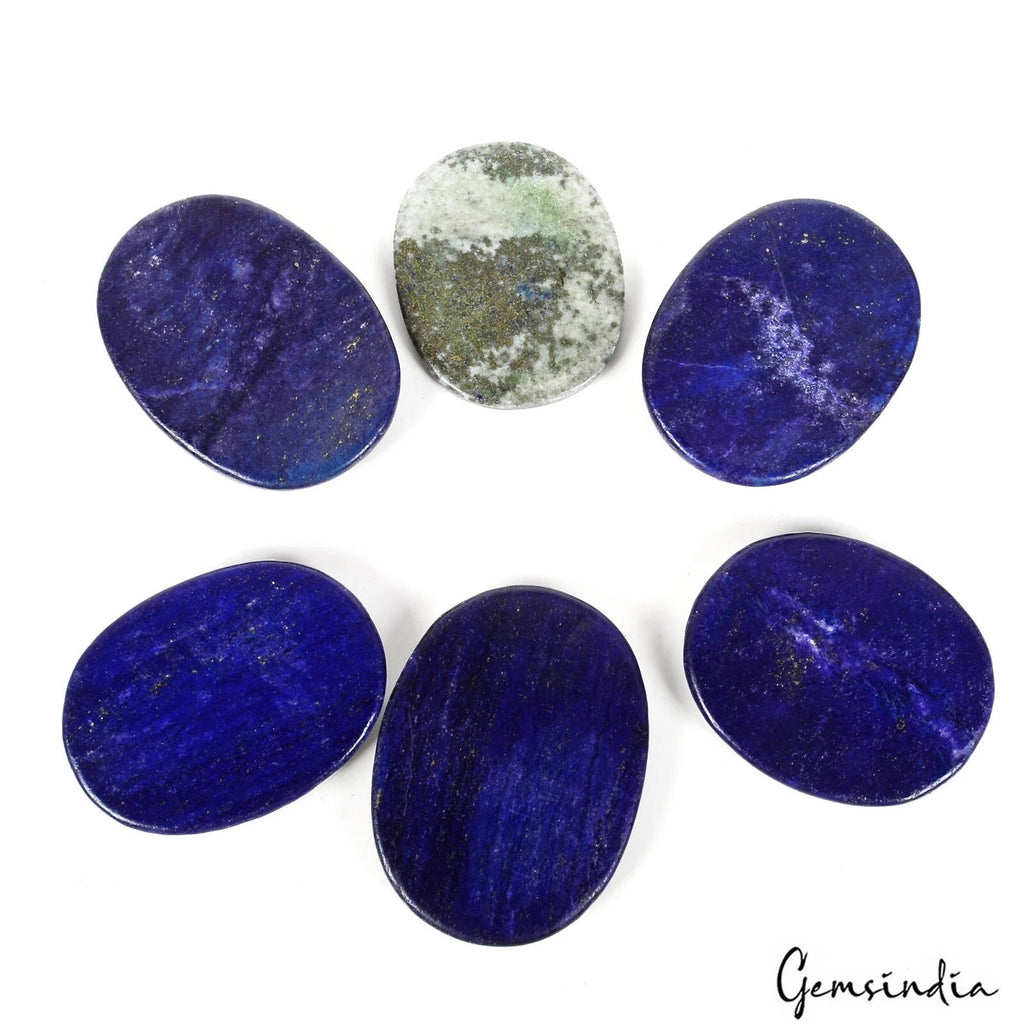 Lapis Lazuli Lot, Cabochon, Color Enhanced, Blue — 6 Pieces, 43mm to 52mm, 800 Ct, Afghanistan