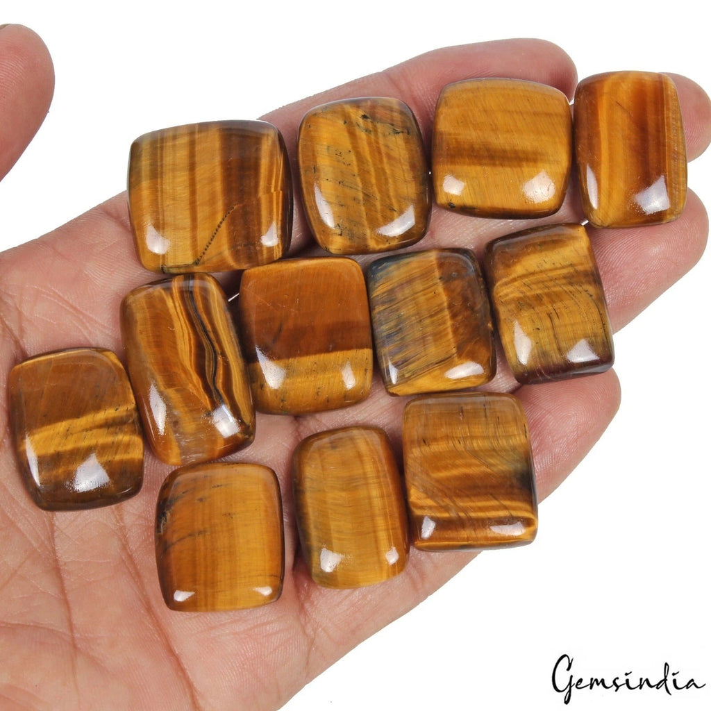 300 Ct Natural Untreated Tiger Eye Cushion Cab Loose Wholesale Gemstones~12 Pcs