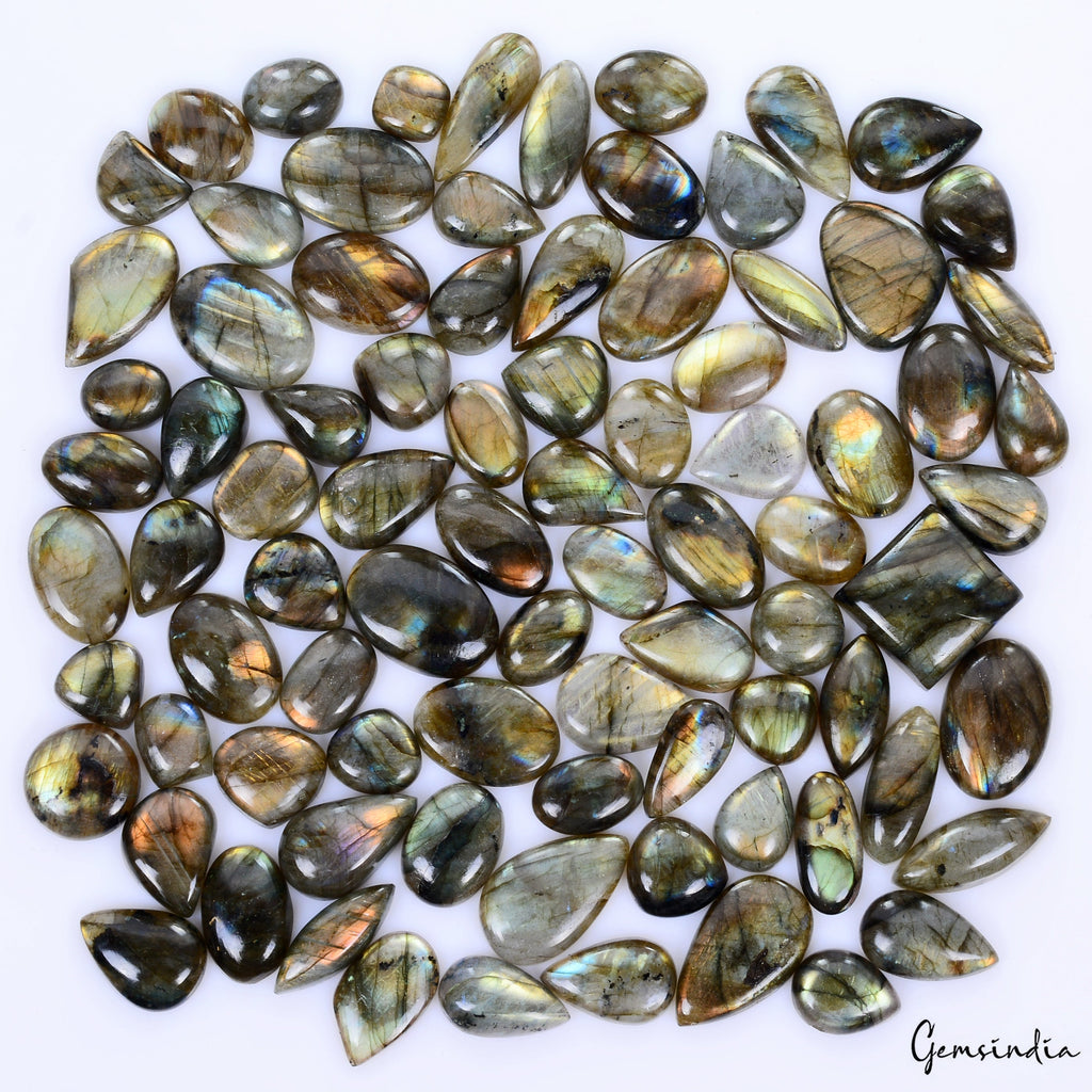 1500 Cts/85 Pcs Natural Untreated Multi Shine Labradorite Mix Cab Loose Gems Lot